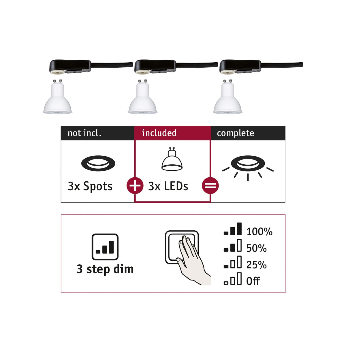 Standard 230V 3-Step-Dim B Ware LED Reflektor GU10 Choose 3-Step-Dim GU10 230V 3x460lm 3x6,5W 2700K dimmbar Weiss