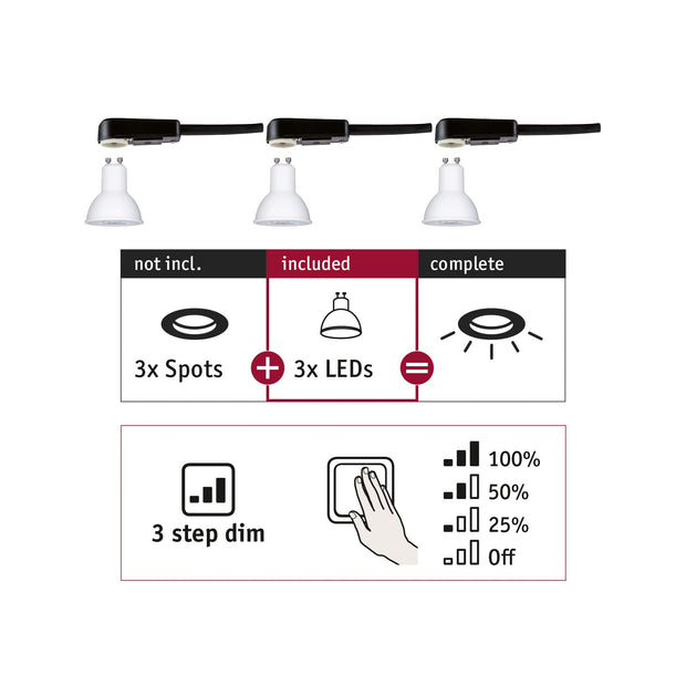 Standard 230V 3-Step-Dim B Ware LED Reflektor GU10 Choose 3-Step-Dim GU10 230V 3x460lm 3x6,5W 2700K dimmbar Weiss