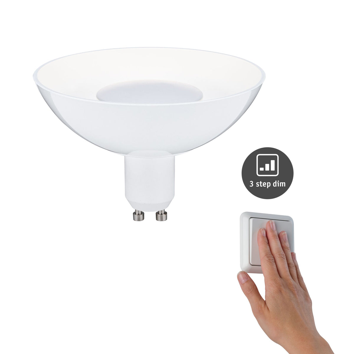 LED Reflektor 3-Step-Dim GU10 230V 360lm 4,9W 3000K dimmbar Weiss
