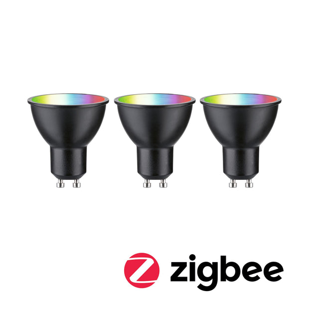 Standard 230V Smart Home Zigbee 3.0 LED Reflektor GU10 3x350lm 3x4,8W RGBW+ dimmbar Schwarz matt