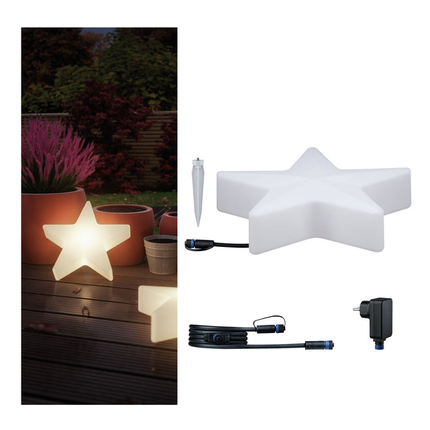 Plug & Shine Set LED Lichtobjekt Star inkl. 2m-Kabel und Trafo IP67 3000K 2,8W Weiss