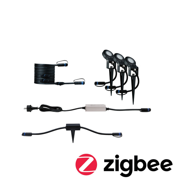 Plug & Shine Set Smart Home Zigbee 3.0 LED Gartenstrahler Sting IP67 3000K 3x6W 75VA Anthrazit