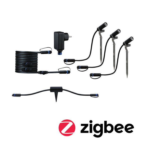 Plug & Shine Set Smart Home Zigbee 3.0 LED Gartenstrahler Plantini IP65 3000K 3x2W 21VA Anthrazit