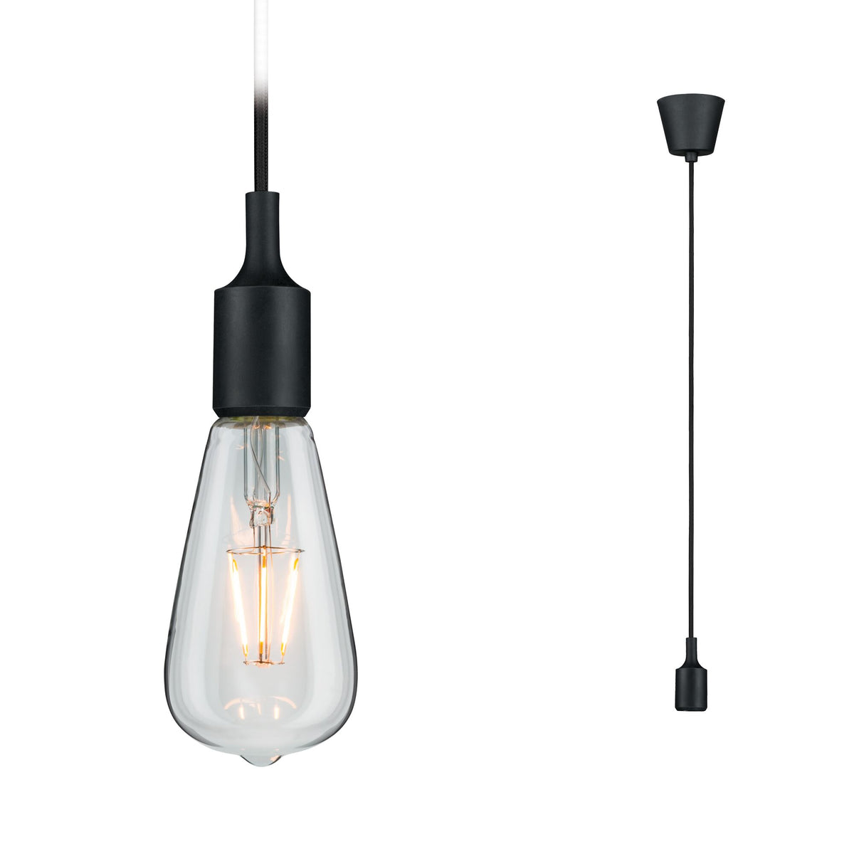 Neordic Pendelleuchte Ketil IP44 E27 max. 20W Schwarz dimmbar Silikon/Kunststoff