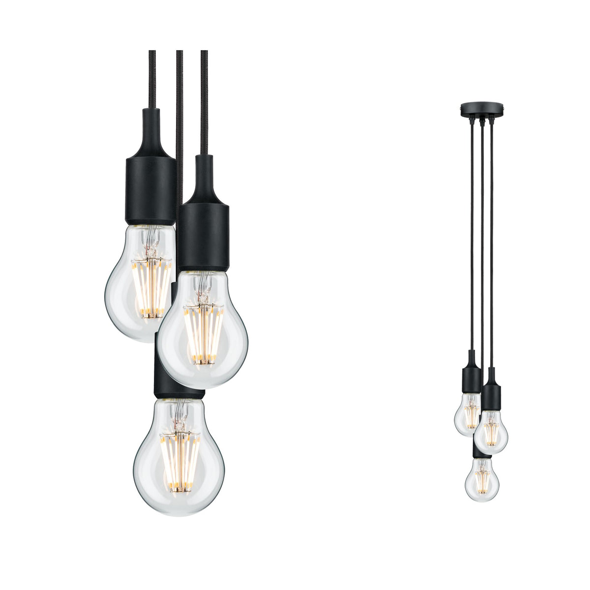 Neordic Pendelleuchte Ketil E27 max. 3x60W Schwarz dimmbar Silikon/Metall