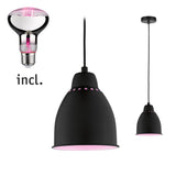 Neordic Set Pendelleuchte Hilla + LED Reflektor E27 Schwarz dimmbar Metall / 230V 200lm 6,5W 1300K
