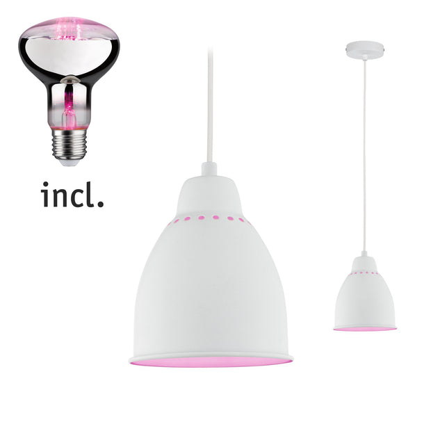 Neordic Set Pendelleuchte Hilla + LED Reflektor E27 Weiss dimmbar Metall / 230V 200lm 6,5W 1300K