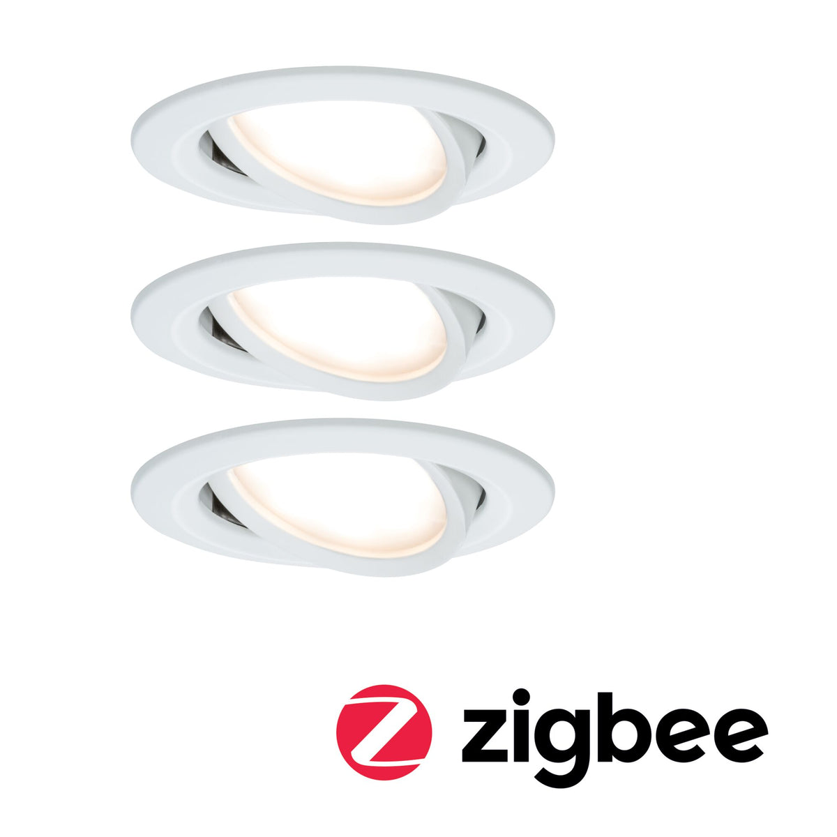 Smart Home Zigbee Set Einbauleuchte Nova Coin + Zigbee Cephei schwenkbar rund 84mm 50 Grad Coin 3x6W 3x470lm 230V 2700K Weiss matt