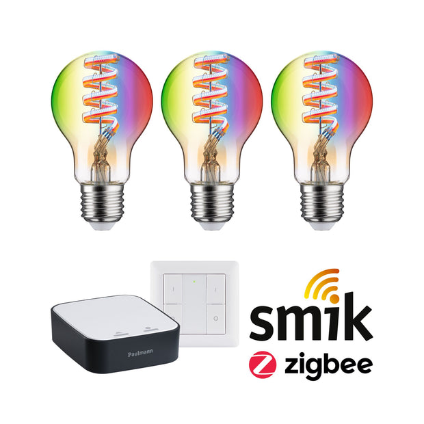 Preisattraktives Starterset Smart Home Zigbee 3.0 Gateway + LED Birne E27 RGBW + Schalter