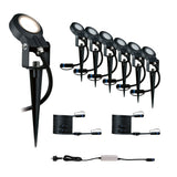 Set Plug & Shine LED Gartenstrahler Sting 6er-Set IP67 rund 52mm 3000K 6x6,4W 6x270lm 230/24V Anthrazit Aluminium