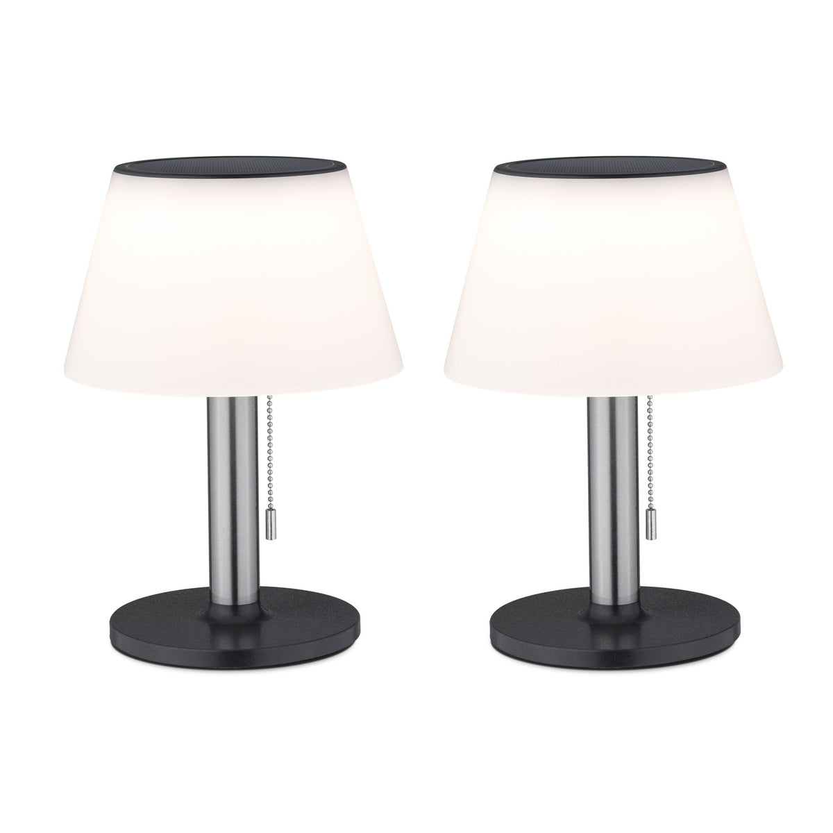 Set Solar LED Tischleuchte Lillesol 2er-Set IP44 3000K 2x45lm Edelstahl