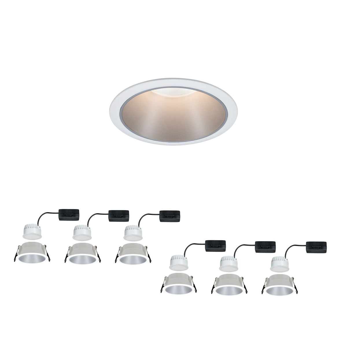LED Einbauleuchte 3-Step-Dim Cole Coin 6er-Set IP44 rund 88mm Coin 6x6W 6x470lm 230V dimmbar 2700K Weiss/Silber matt