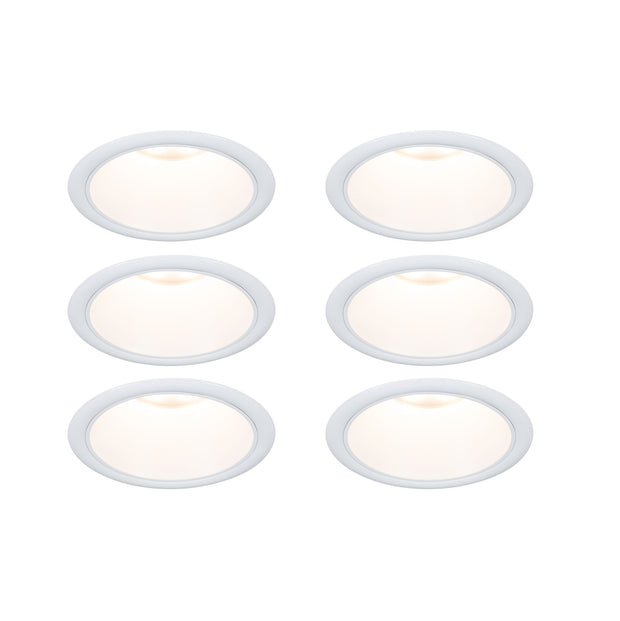 Set LED Einbauleuchte Cole Coin 6er-Set IP44 88mm Coin 6x6W 6x470lm 230V dimmbar 2700K Weiss matt