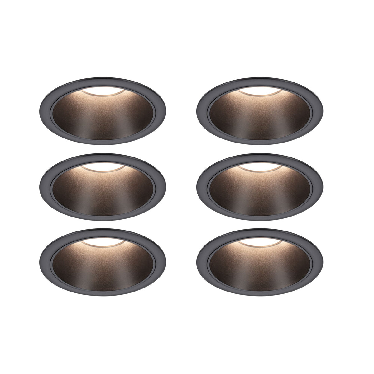 Set LED Einbauleuchte Cole Coin 6er-Set IP44 88mm Coin 6x6W 6x470lm 230V dimmbar 2700K Schwarz matt