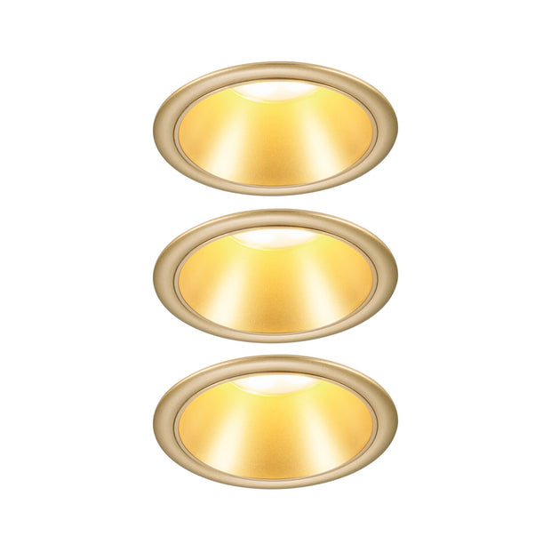 Set LED Einbauleuchte Cole IP44 88mm 2700K 3x6W 3x470lm 230V Gold matt Kunststoff/Alu Zink