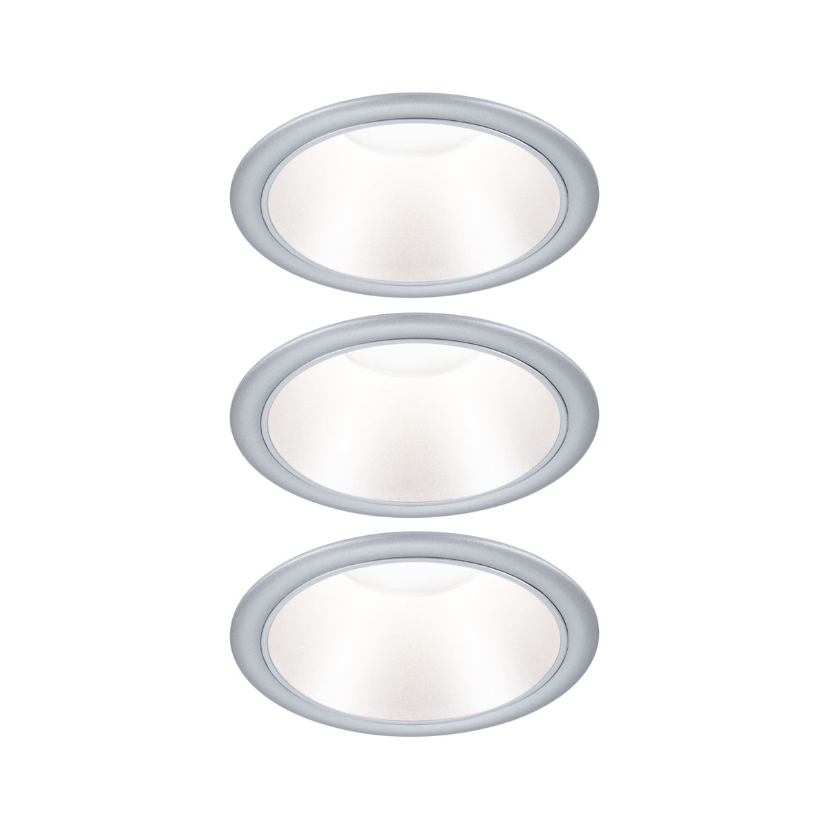 Set LED Einbauleuchte Cole IP44 88mm 2700K 3x6W 3x470lm 230V Silber matt Kunststoff/Alu Zink