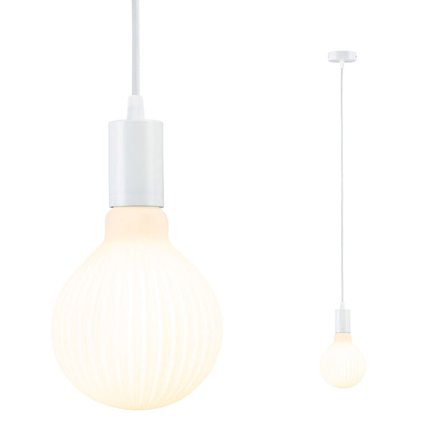 Pendelleuchte Ravi IP44 E27 3000K 400lm 4,3W Weiss matt dimmbar
