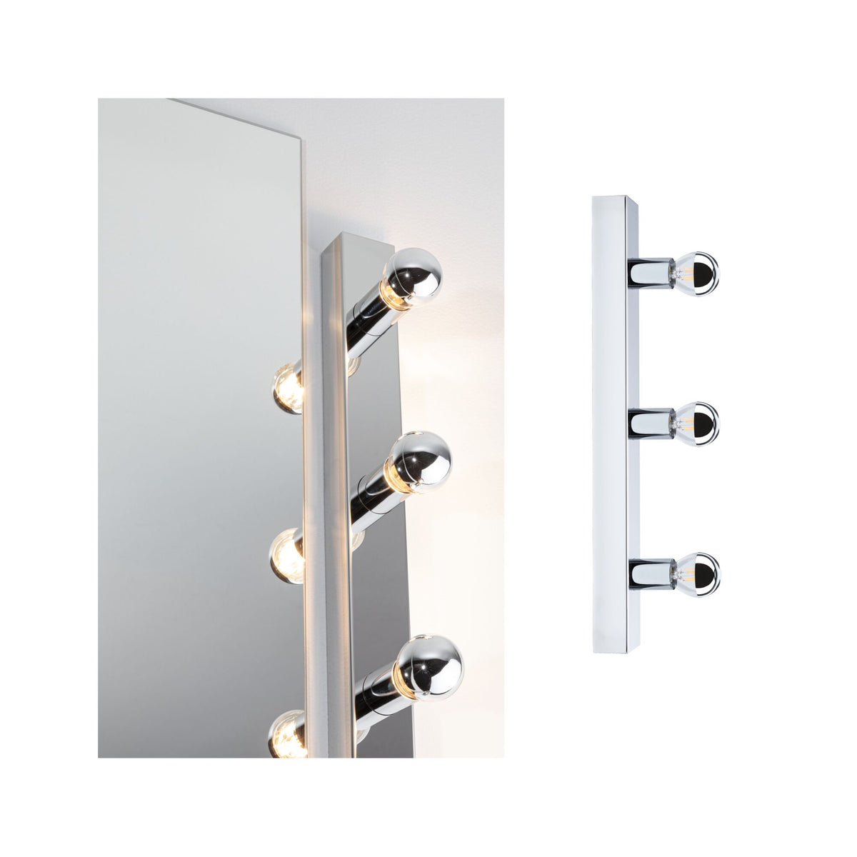 Set Spiegelleuchte Regula II inkl. Leuchtmittel 3-flammig IP44 E14 2700K 3x440lm 230V 3x4,8W dimmbar Chrom/Kopfspiegel Silber