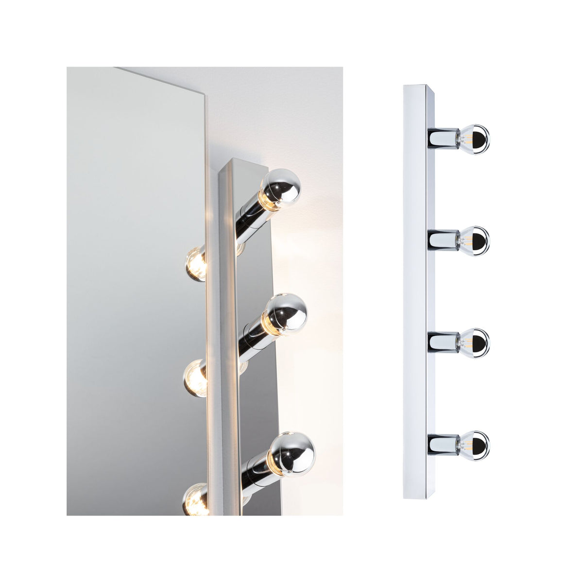 Set Spiegelleuchte Regula II inkl. Leuchtmittel 4-flammig IP44 E14 2700K 4x440lm 230V 4x4,8W dimmbar Chrom/Kopfspiegel Silber