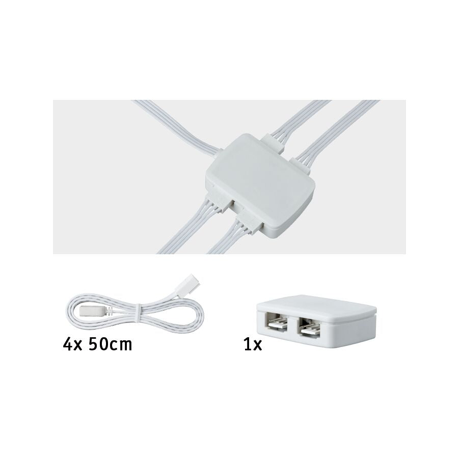 YourLED Verbinder Junction-Box 4-fach Verteilung 30x45mm max. 60W Weiss