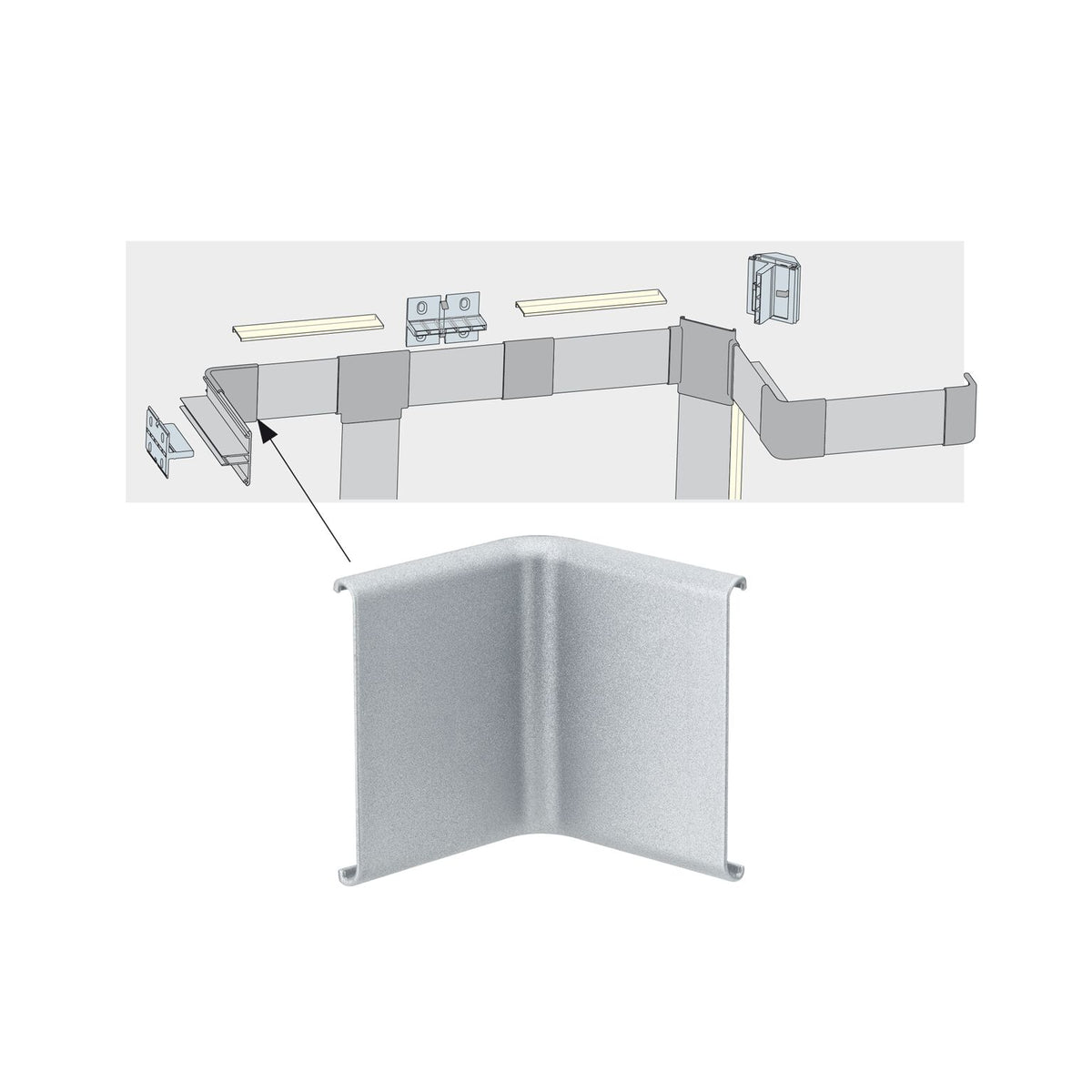 LED Strip Profil Duo Verbinder Inside Corner 2er Set Alu matt