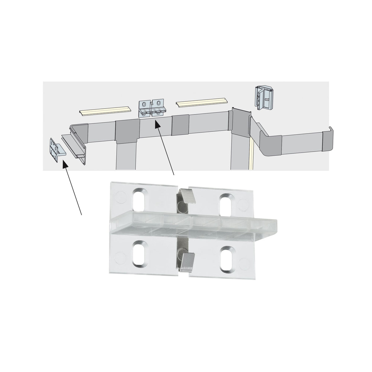LED Strip Profil Duo Montage-Set Fixture 4er Set Transparent