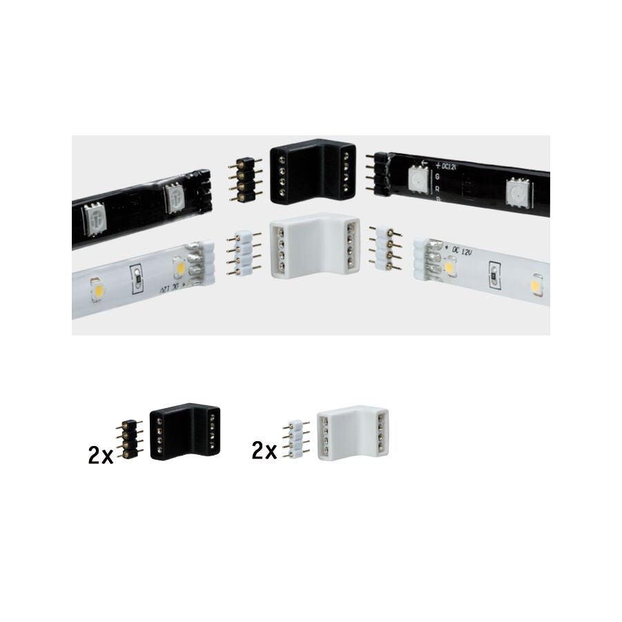 YourLED Verbinder Eck-Stueck 17x13mm max. 60W Weiss/Schwarz