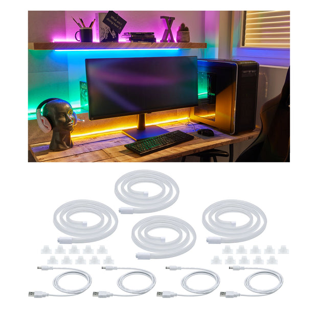 USB LED Strip Neon Colorflex Farbset Blau,Gruen, Orange, Pink 4x 1m 4x4,5W 10lm/m 120 LEDs/m