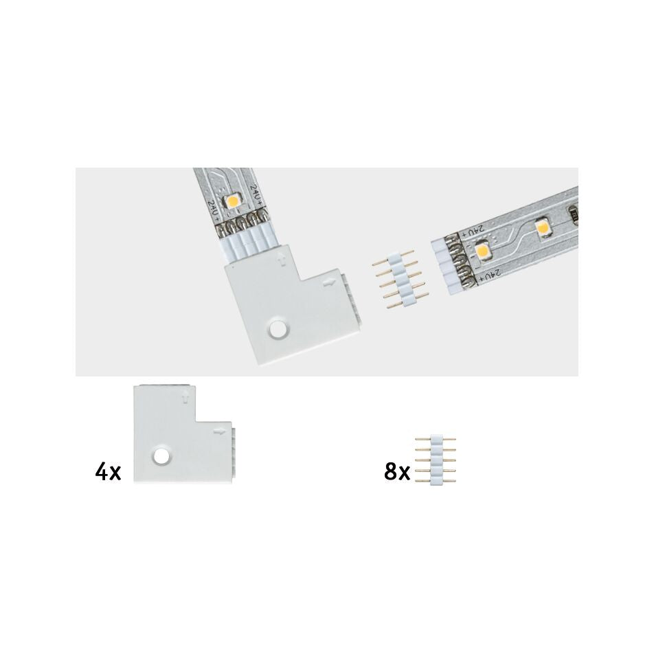 MaxLED Zubehoer Verbinder Eck-Stueck 25x25mm max. 144W Weiss