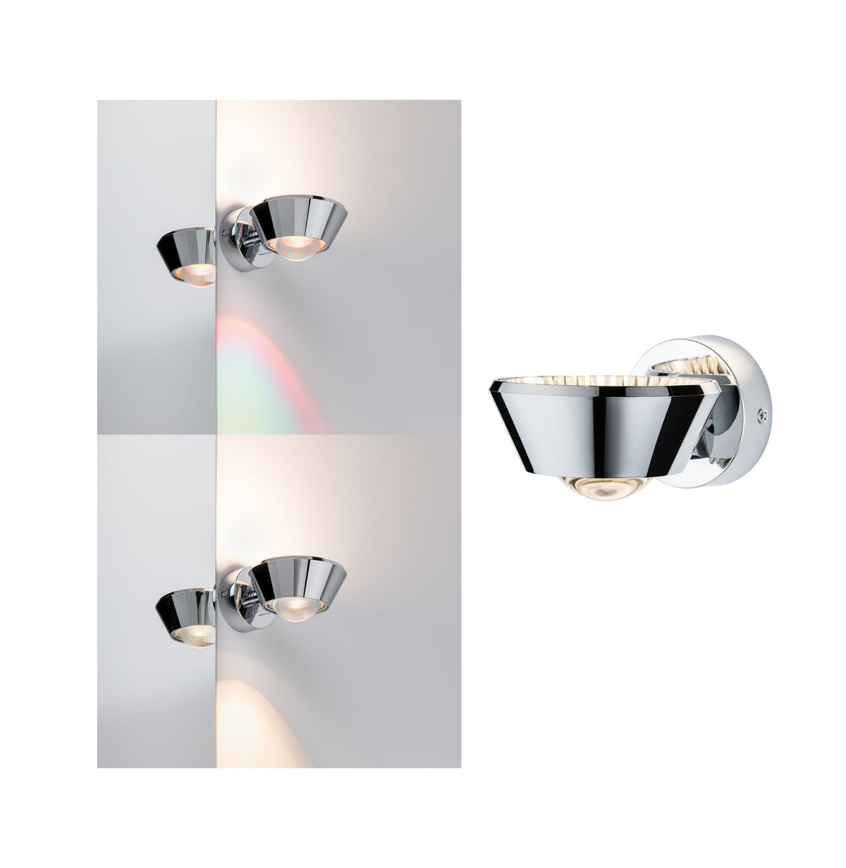 LED Wandleuchte Sabik IP44 2700K 570lm / 360lm 230V 9W / 4,5W dimmbar Chrom
