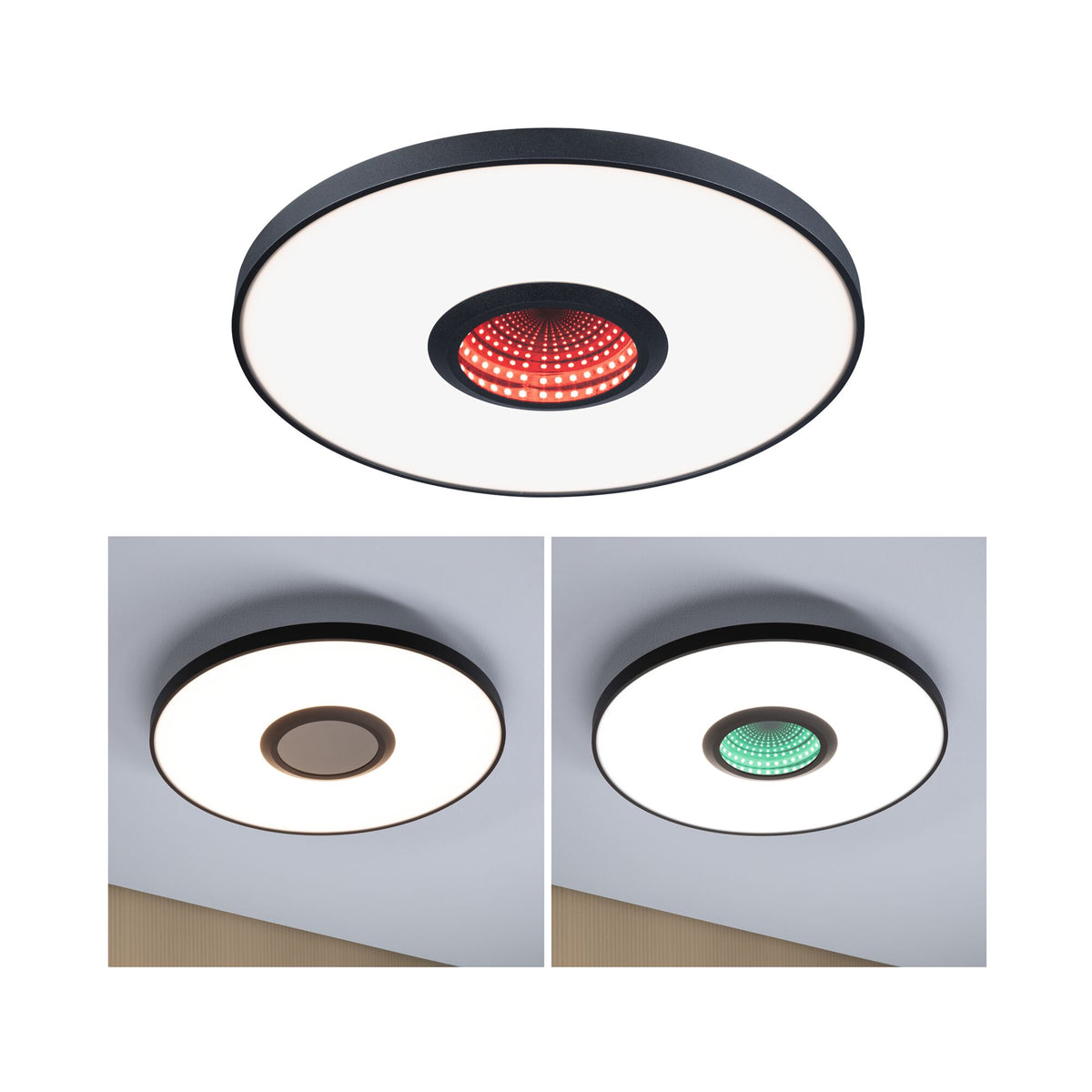 Wand-/Deckenleuchte B Ware Spaceglow Three RGB+ 1400lm 230V 21W dimmbar Schwarz matt
