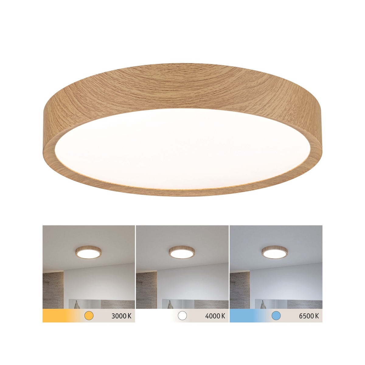 Selection Bathroom LED Deckenleuchte Tega IP44 White Switch 1200lm 230V 22,5W Holzoptik
