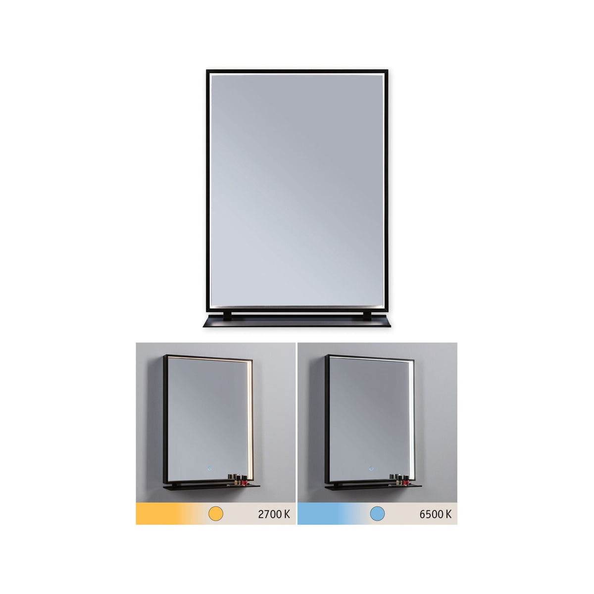 LED Leuchtspiegel Miro IP44 Tunable White 180lm 230V 11W Spiegel/Schwarz matt