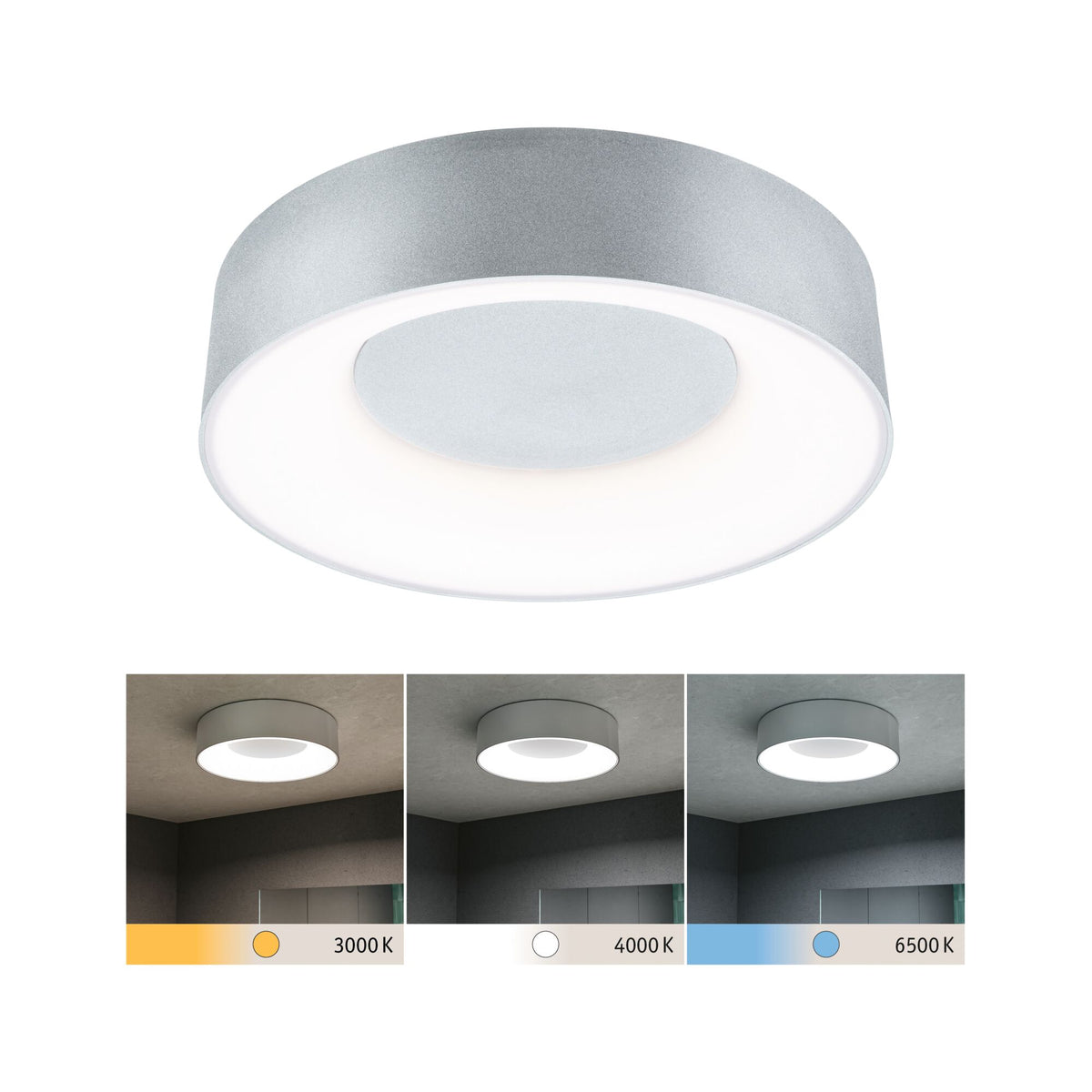 LED Deckenleuchte Casca IP44 White Switch 1500lm 230V 16W Alu matt