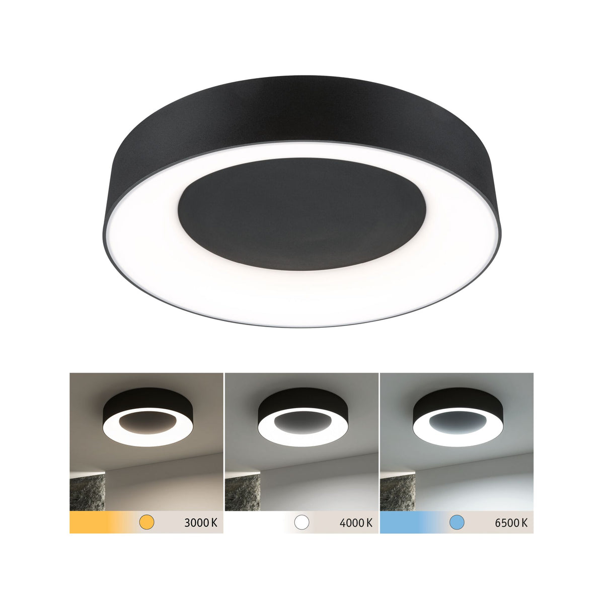 LED Deckenleuchte Casca IP44 White Switch 2100lm 230V 23W Schwarz matt