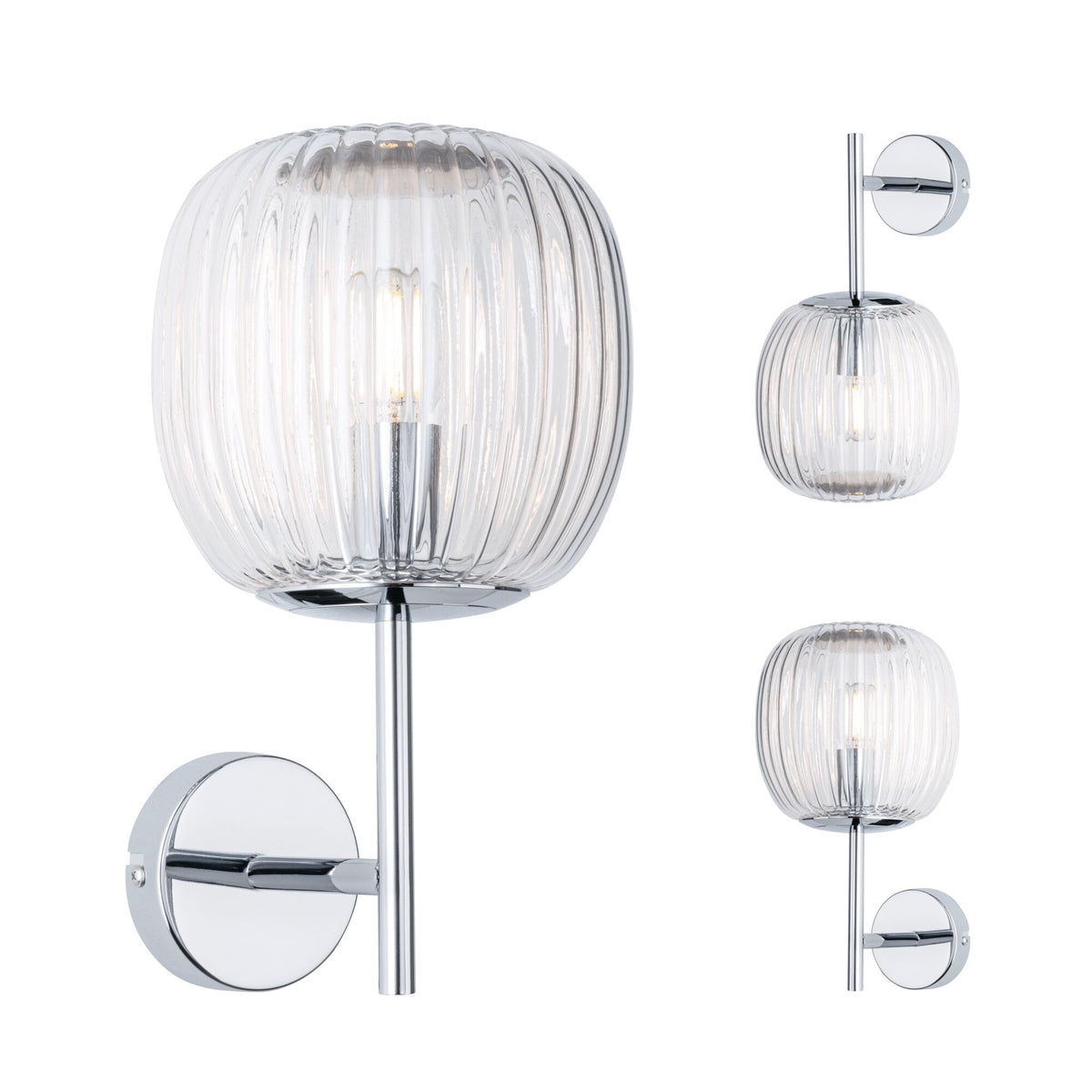 Selection Bathroom Wandleuchte Ruya IP44 E14 230V max. 20W dimmbar Glas/Chrom