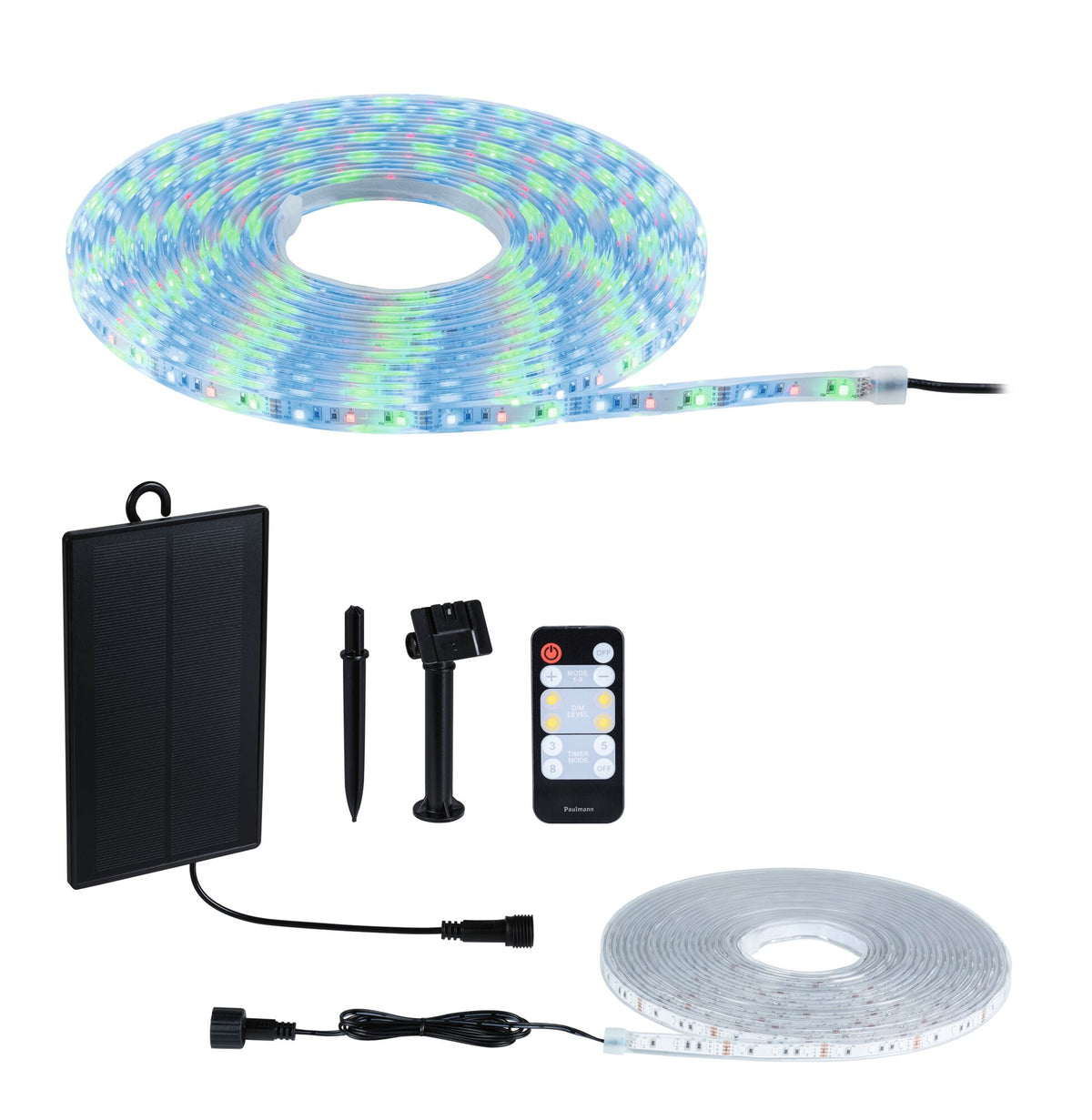 LED Stripe Solar inkl. Fernbedienung 10m beschichtet IP44 3,8W 30lm/m 60 LEDs/m RGB