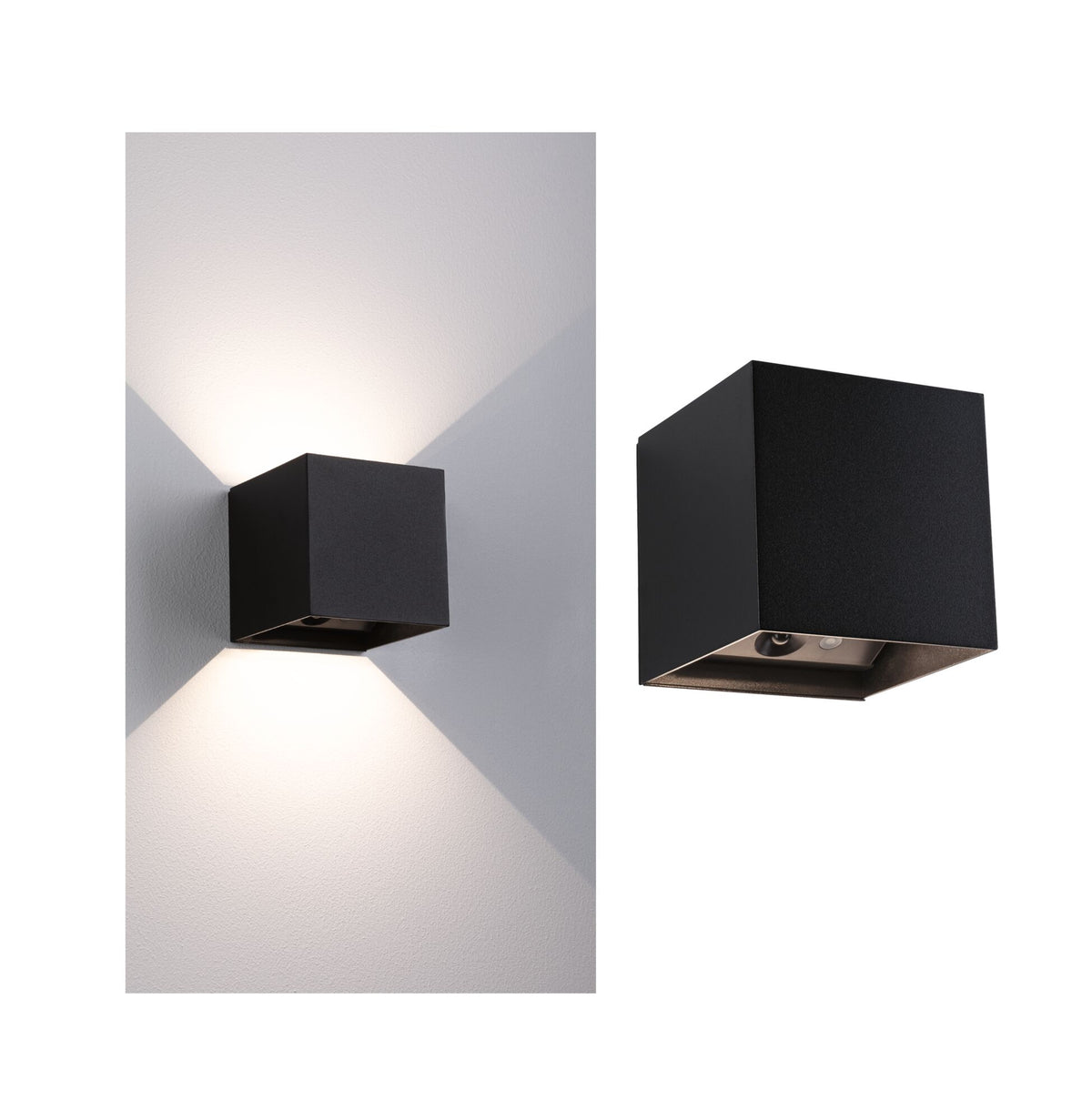 LED Akkuwandleuchte Nyara IP44 3000K 100x104mm 2x1W Schwarz