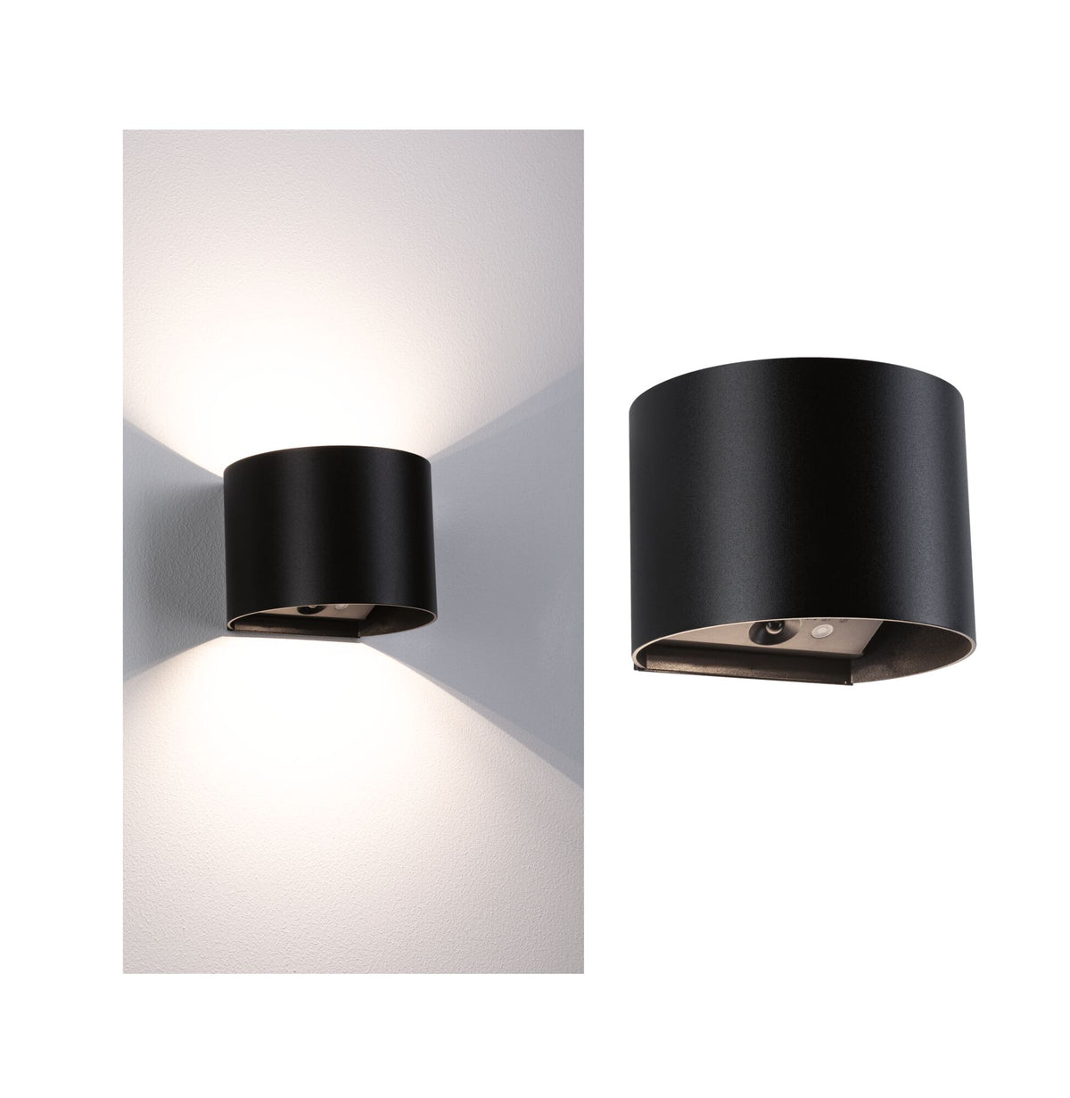 LED Akkuwandleuchte Nyora IP44 3000K 135x120mm 2x1W Schwarz