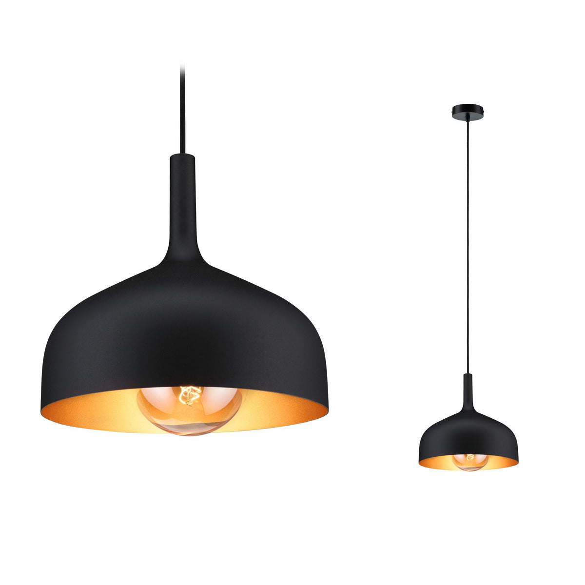 Pendelleuchte Embla II E27 Schwarz/Gold Metall/Metall