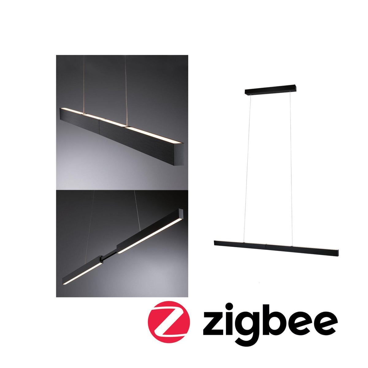 LED Pendelleuchte Smart Home Zigbee 3.0 Aptare RGBW+ dimmbar 2x2240lm 2x16W Schwarz gebuerstet