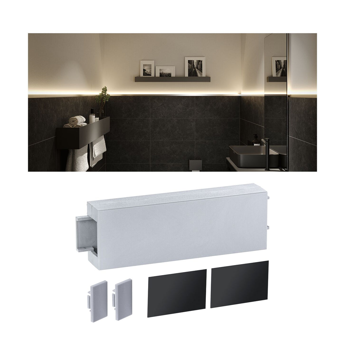 LumiTiles Zubehoer Profil Top Abdeckung 80x24mm Telegrau