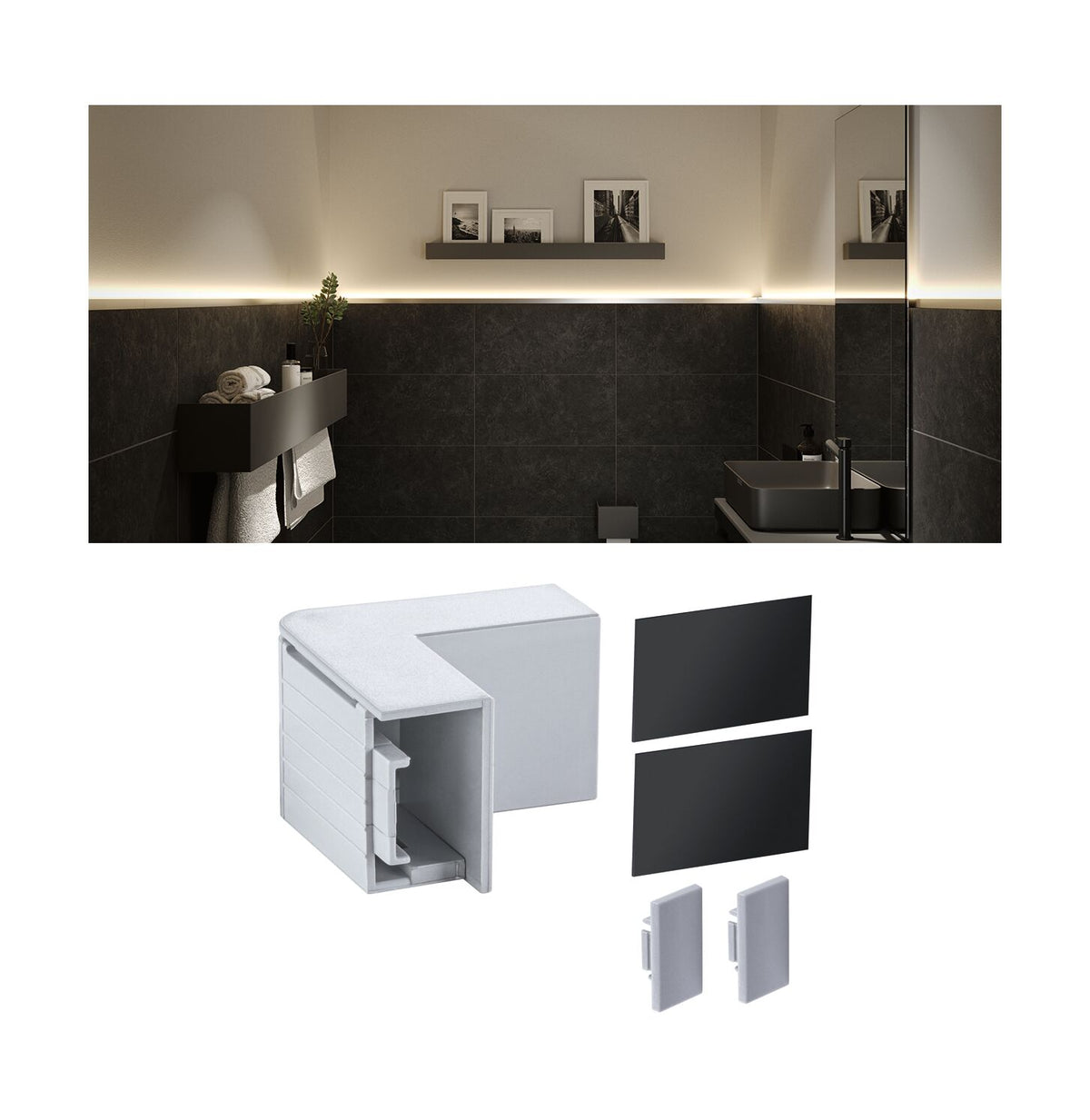 LumiTiles Zubehoer Profil Top Abdeckung 40x40mm Telegrau