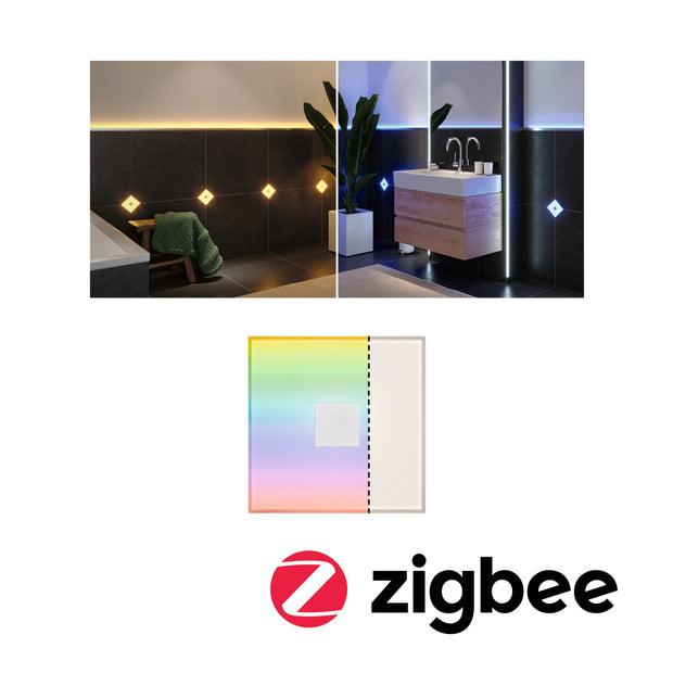 LumiTiles LED Fliesen Square Einzelfliese IP44 100x100mm 12lm 12V 0,8W dimmbar RGBW+ Weiss Kunststoff/Aluminium