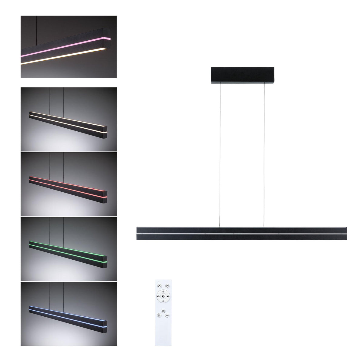 LED Pendelleuchte Raiko RGBW+ dimmbar 1400lm / 240lm 19W / 6W Schwarz