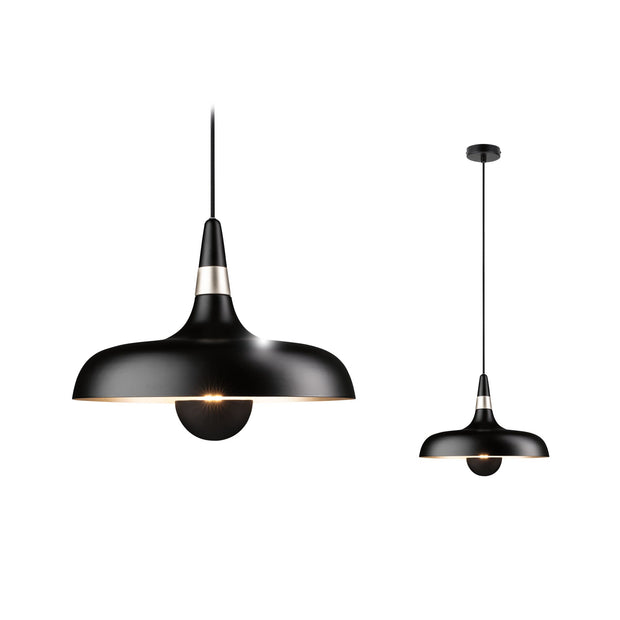 Pendelleuchte Juna E27 max. 20W Schwarz matt/Champagner dimmbar Metall