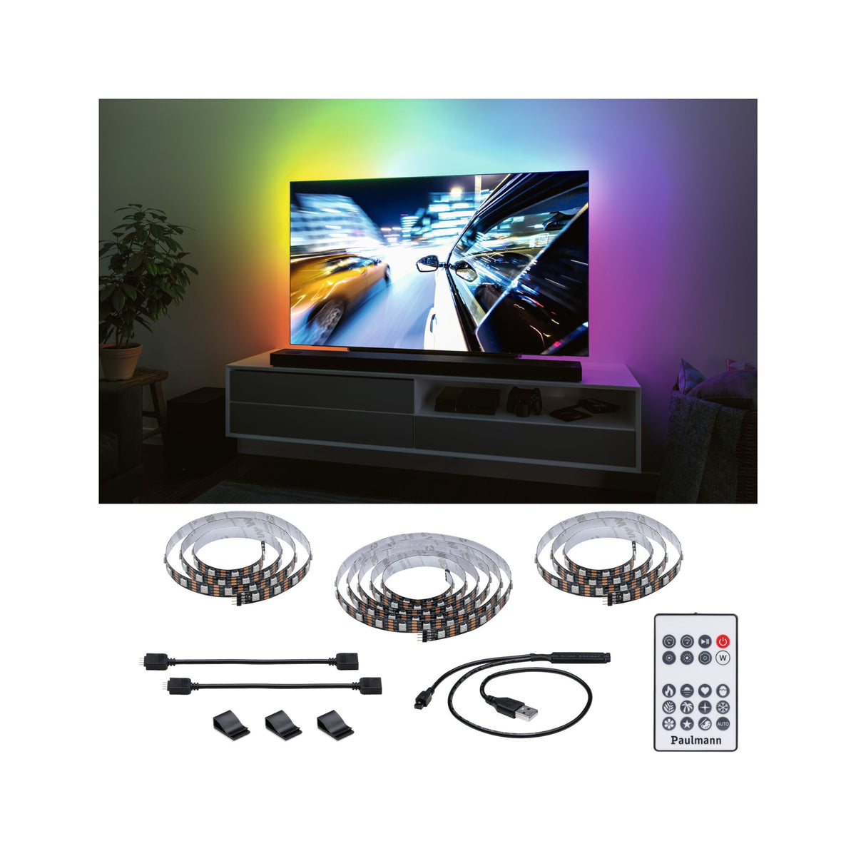 EntertainLED USB LED Strip TV-Beleuchtung 75 Zoll 3,1m 5W 60 LEDs/m RGB+