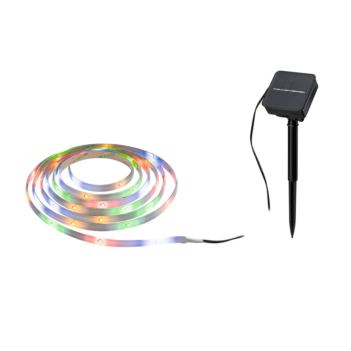 LED Stripe Solar 3m inkl. Daemmerungssensor und Akku 3m beschichtet IP44 0,3W 16 LEDs/m RGB
