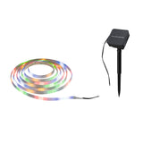 LED Stripe Solar 3m inkl. Daemmerungssensor und Akku 3m beschichtet IP44 0,3W 16 LEDs/m RGB