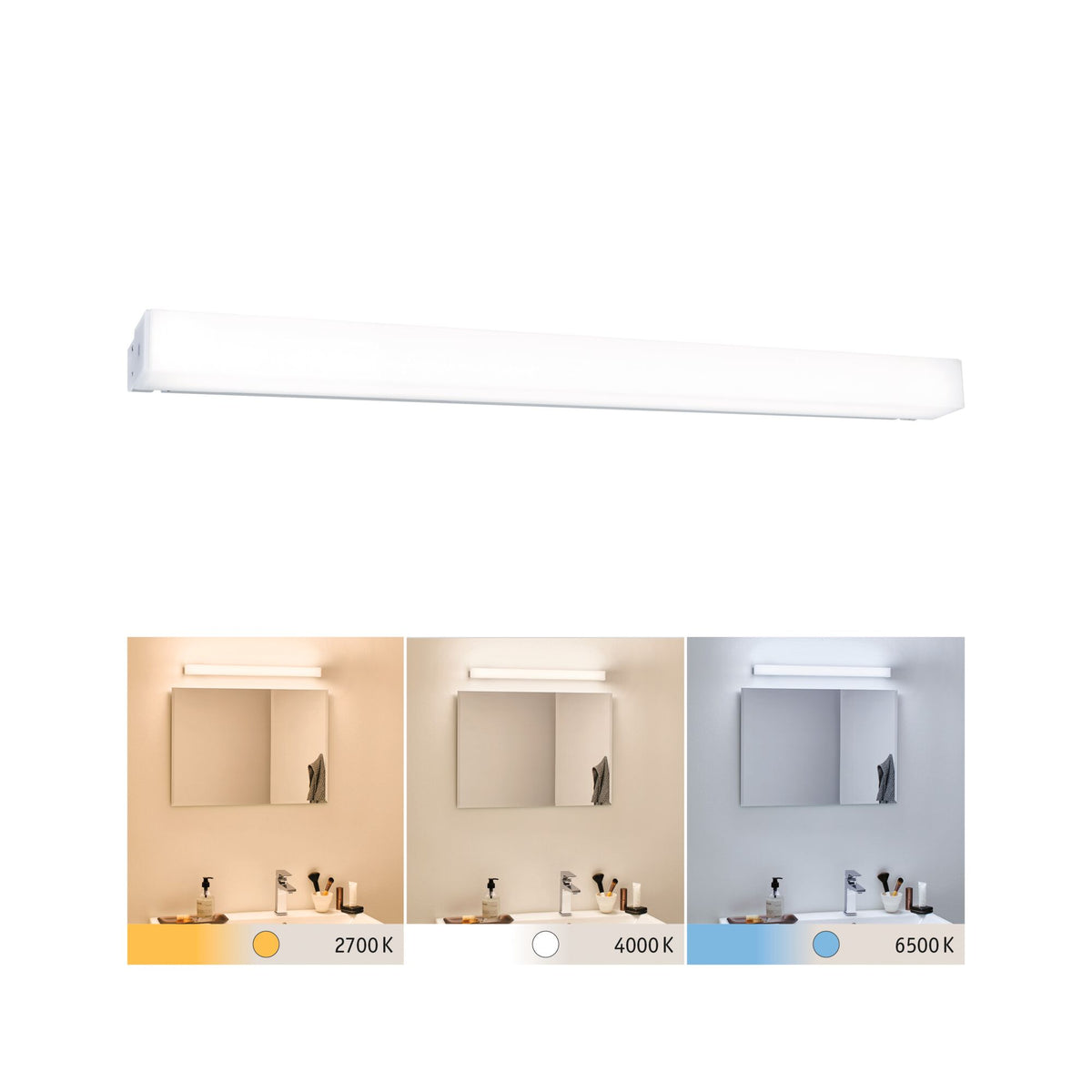 Selection Bathroom LED Spiegelleuchte Luno IP44 White Switch 770lm 230V 8W Alu